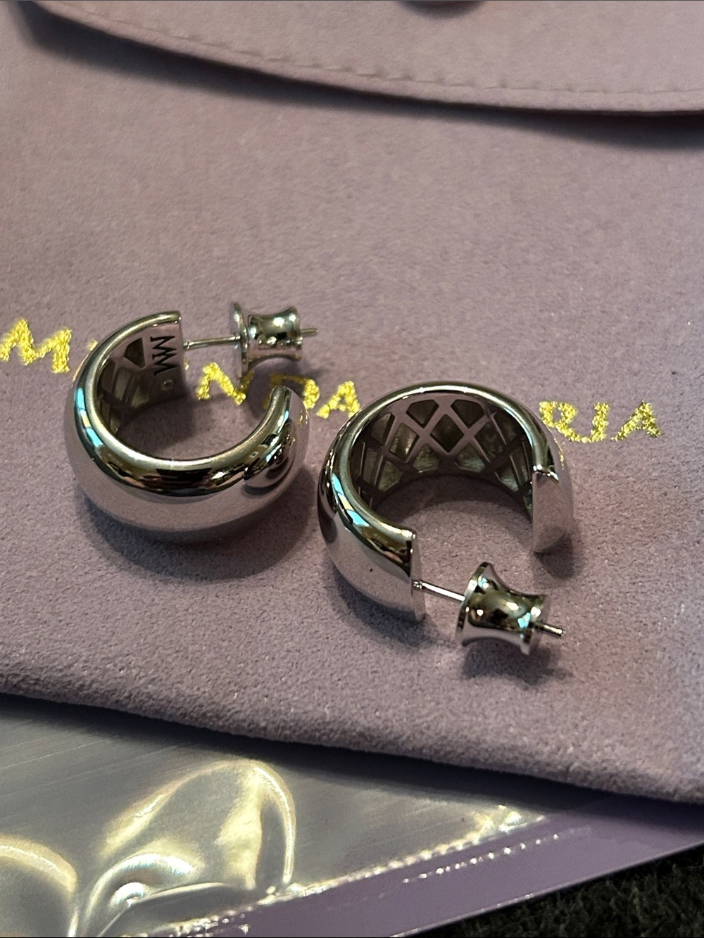 Melinda Maria  She’s So Smooth Hoop earrings, NWT, silvertone.